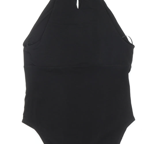 New Look Womens Black Polyester Bodysuit One-Piece Size 12 L11 in Snap - Embellished Neckline