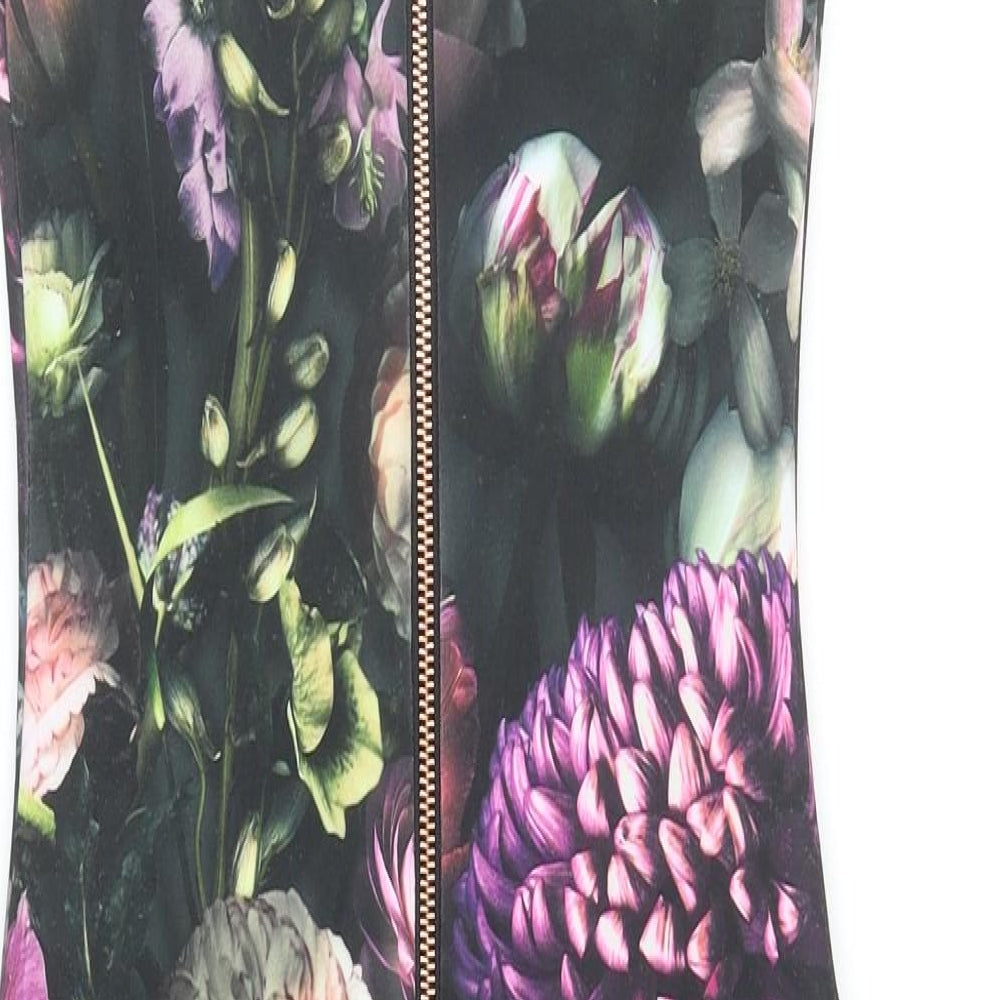 Ted Baker Womens Multicoloured Floral Polyester Pencil Dress Size S V-Neck Zip - Ted Baker Size 0