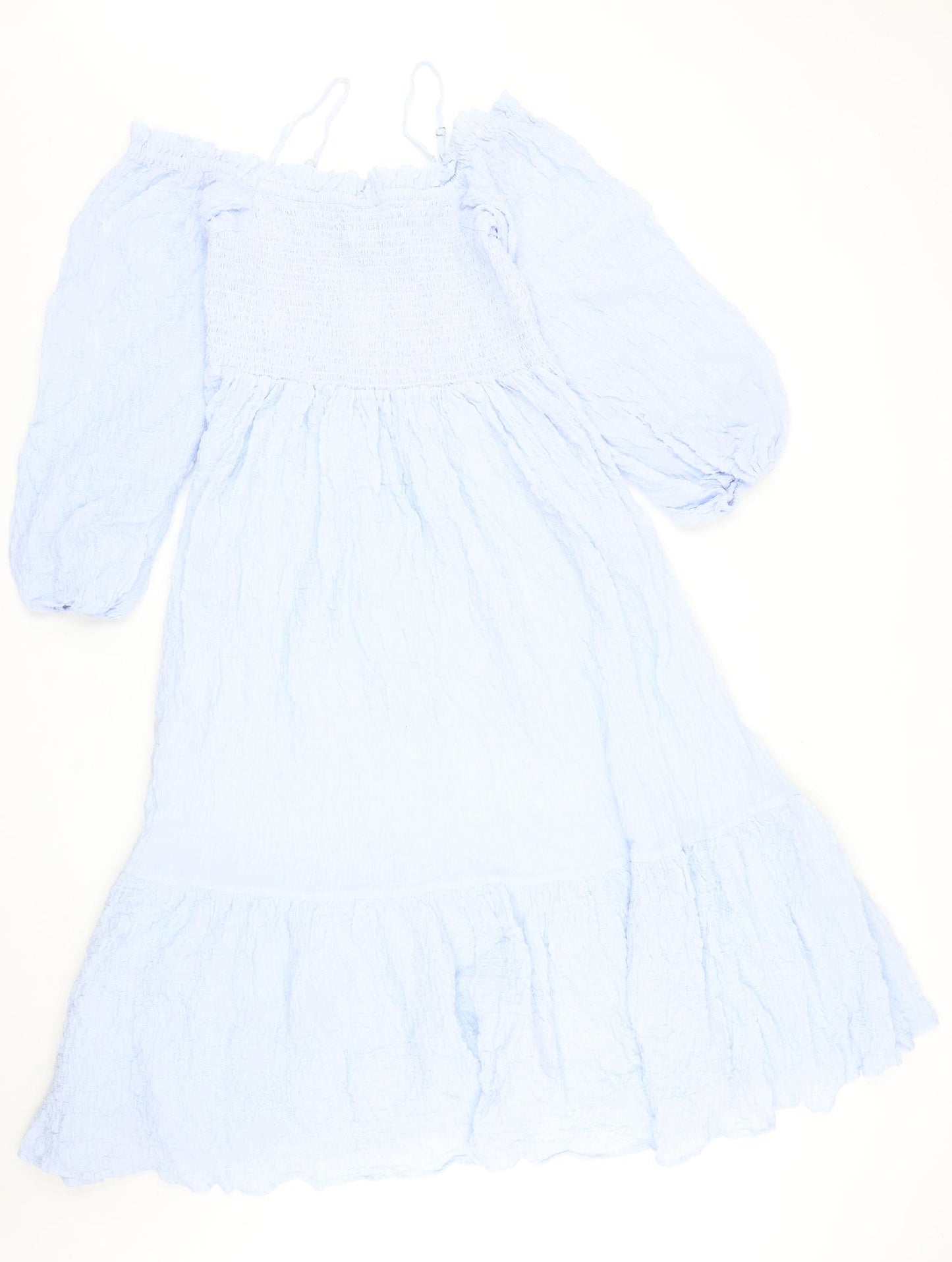 H&M Womens Blue Cotton Fit & Flare Size L Off the Shoulder Pullover