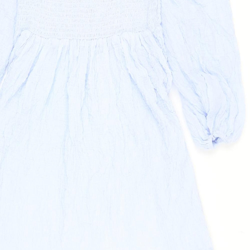 H&M Womens Blue Cotton Fit & Flare Size L Off the Shoulder Pullover