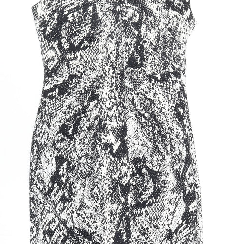 Wallis Womens Black Animal Print Polyester Pencil Dress Size S V-Neck Pullover - Snake Print