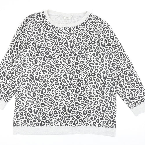 (th Avenue Womens Grey Animal Print Cotton Pullover Sweatshirt Size L Pullover - Leopard Print