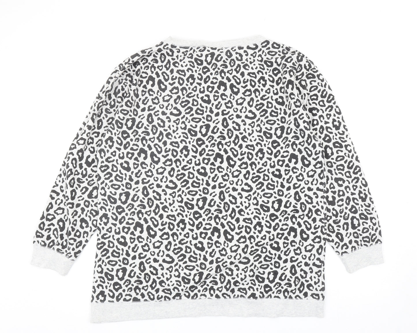 (th Avenue Womens Grey Animal Print Cotton Pullover Sweatshirt Size L Pullover - Leopard Print