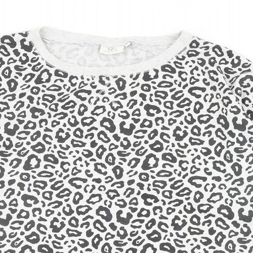 (th Avenue Womens Grey Animal Print Cotton Pullover Sweatshirt Size L Pullover - Leopard Print
