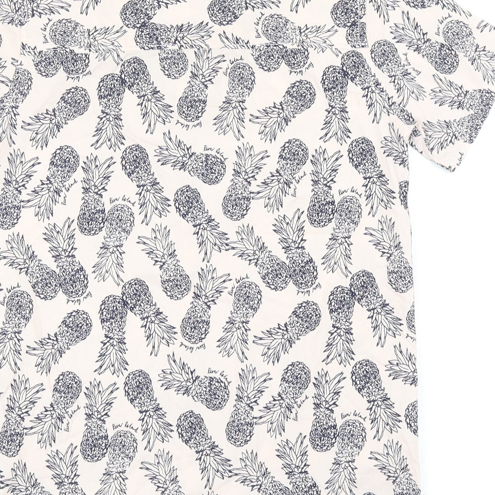 River Island Boys Pink Geometric Cotton Basic Button-Up Size 9-10 Years Collared Button - Pineapples