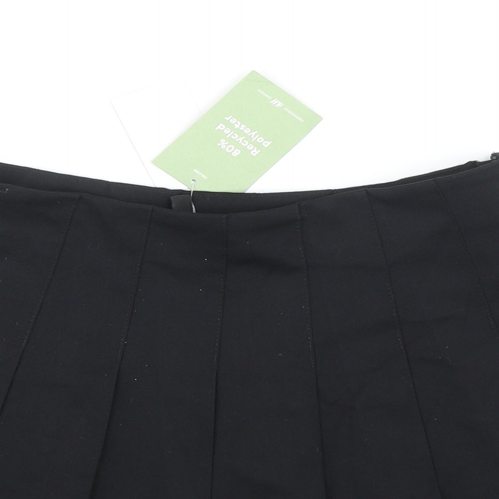 Divided by H&M Womens Black Polyester Pleated Skirt Size 8 Zip