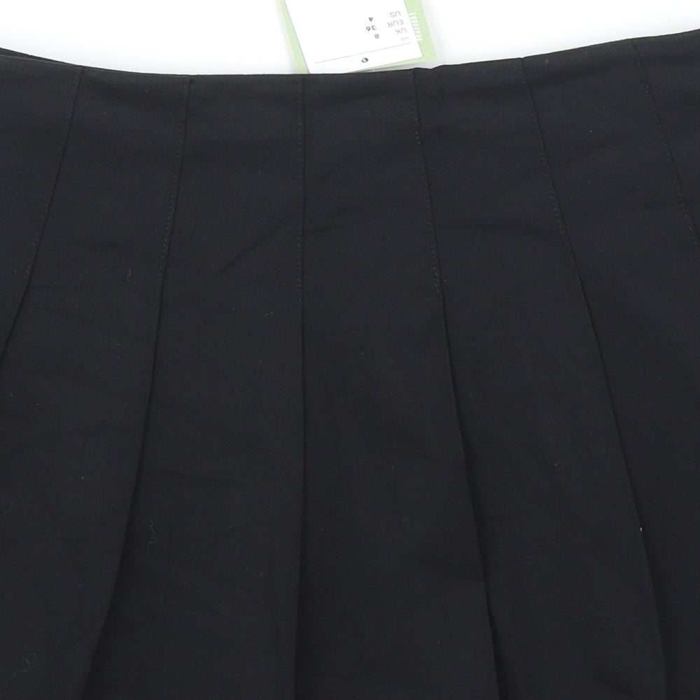 Divided by H&M Womens Black Polyester Pleated Skirt Size 8 Zip