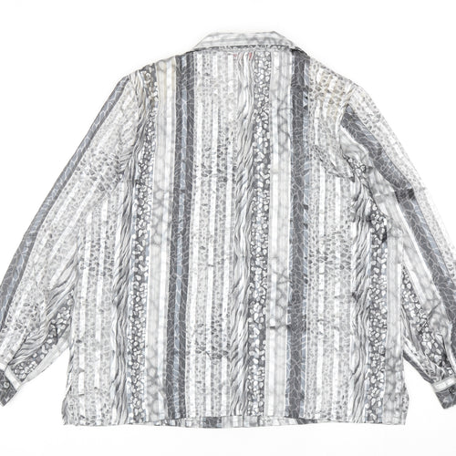 Alia Womens Silver Animal Print Polyester Basic Button-Up Size 12 Collared - Leopard Print