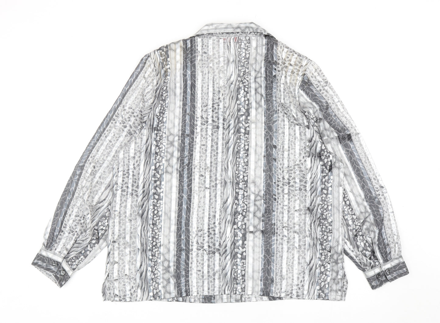 Alia Womens Silver Animal Print Polyester Basic Button-Up Size 12 Collared - Leopard Print