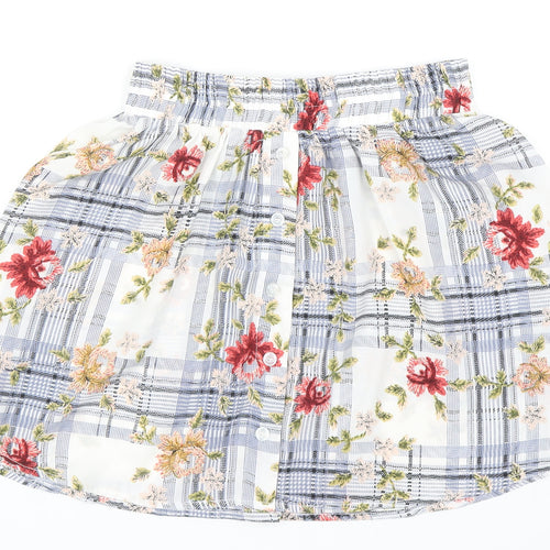OHS Clothing Womens Multicoloured Plaid Polyester Skater Skirt Size S - Floral Print