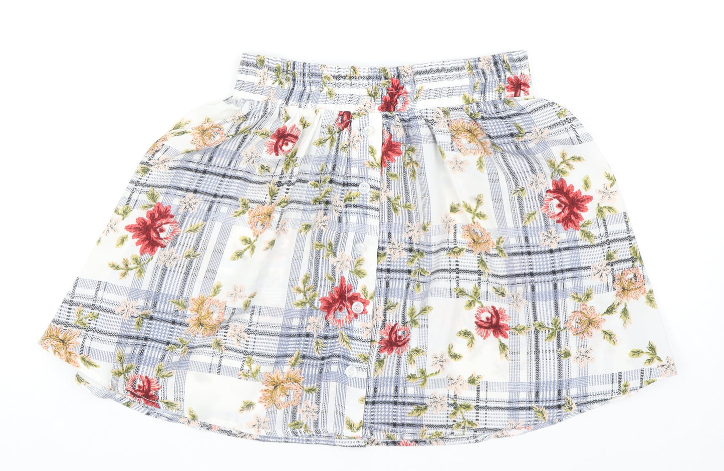 OHS Clothing Womens Multicoloured Plaid Polyester Skater Skirt Size S - Floral Print