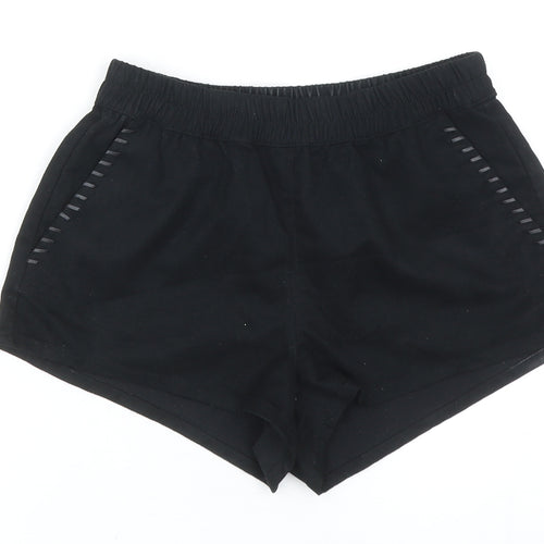 H&M Womens Black Polyester Hot Pants Shorts Size 8 L3 in Regular Pull On