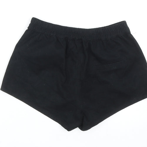 H&M Womens Black Polyester Hot Pants Shorts Size 8 L3 in Regular Pull On