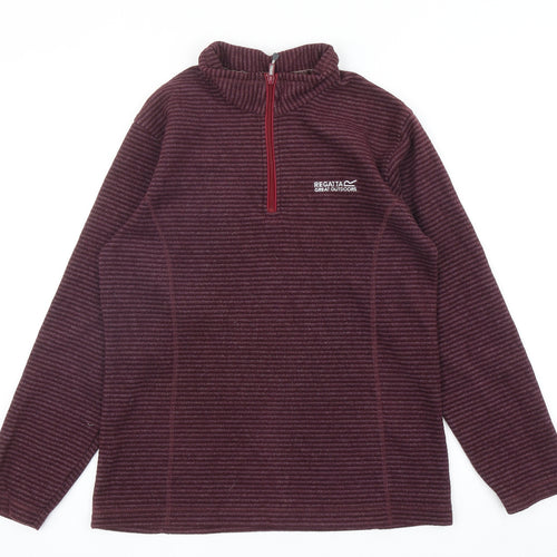 Regatta Womens Purple Striped Polyester Pullover Sweatshirt Size 10 Zip