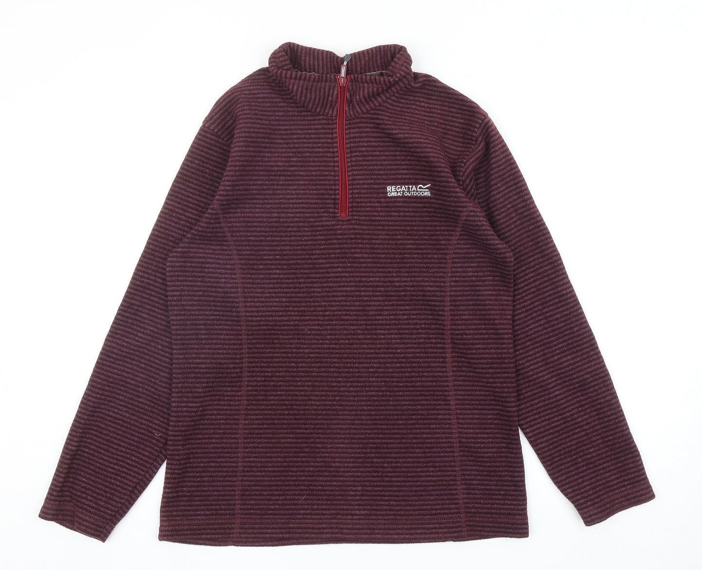 Regatta Womens Purple Striped Polyester Pullover Sweatshirt Size 10 Zip