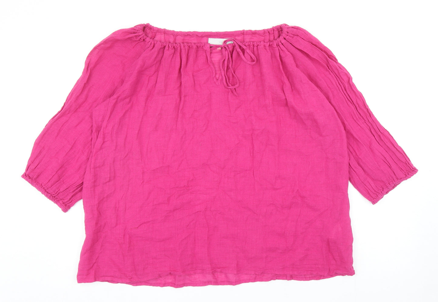 John Lewis Womens Pink Cotton Basic Blouse Size 16 Boat Neck