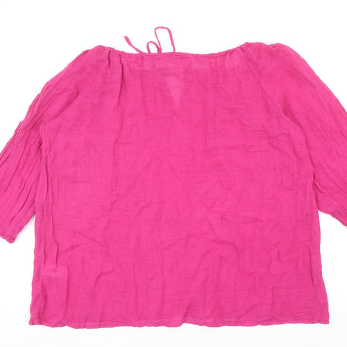 John Lewis Womens Pink Cotton Basic Blouse Size 16 Boat Neck