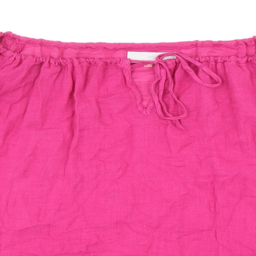 John Lewis Womens Pink Cotton Basic Blouse Size 16 Boat Neck