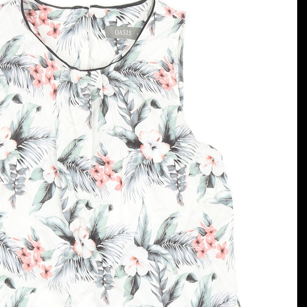 Oasis Womens Multicoloured Floral Viscose Basic Blouse Size 8 Scoop Neck