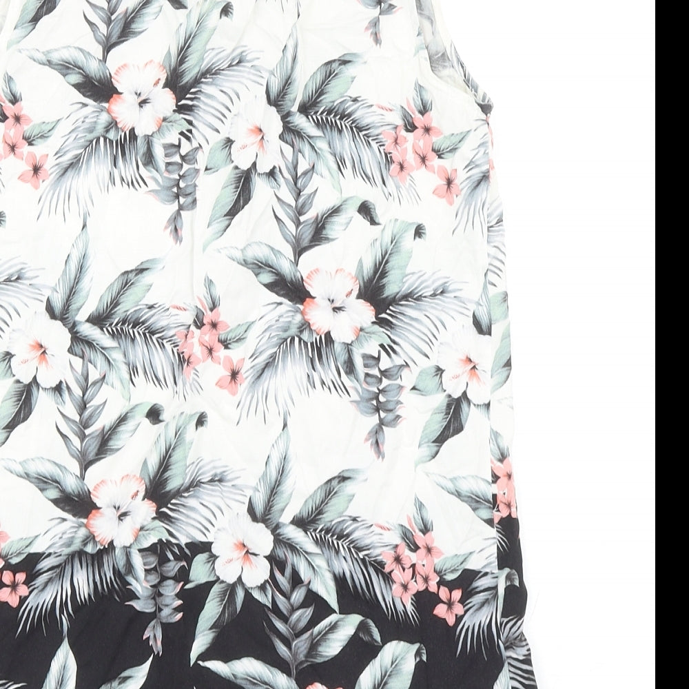Oasis Womens Multicoloured Floral Viscose Basic Blouse Size 8 Scoop Neck