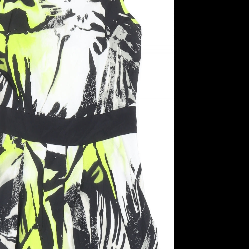 et Vous Womens Multicoloured Geometric Polyester Pencil Dress Size 12 Scoop Neck Button