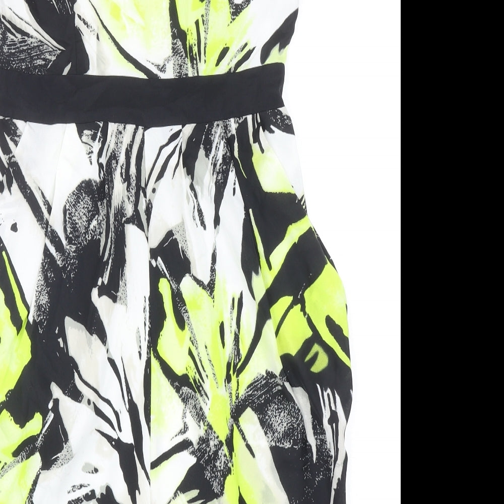 et Vous Womens Multicoloured Geometric Polyester Pencil Dress Size 12 Scoop Neck Button