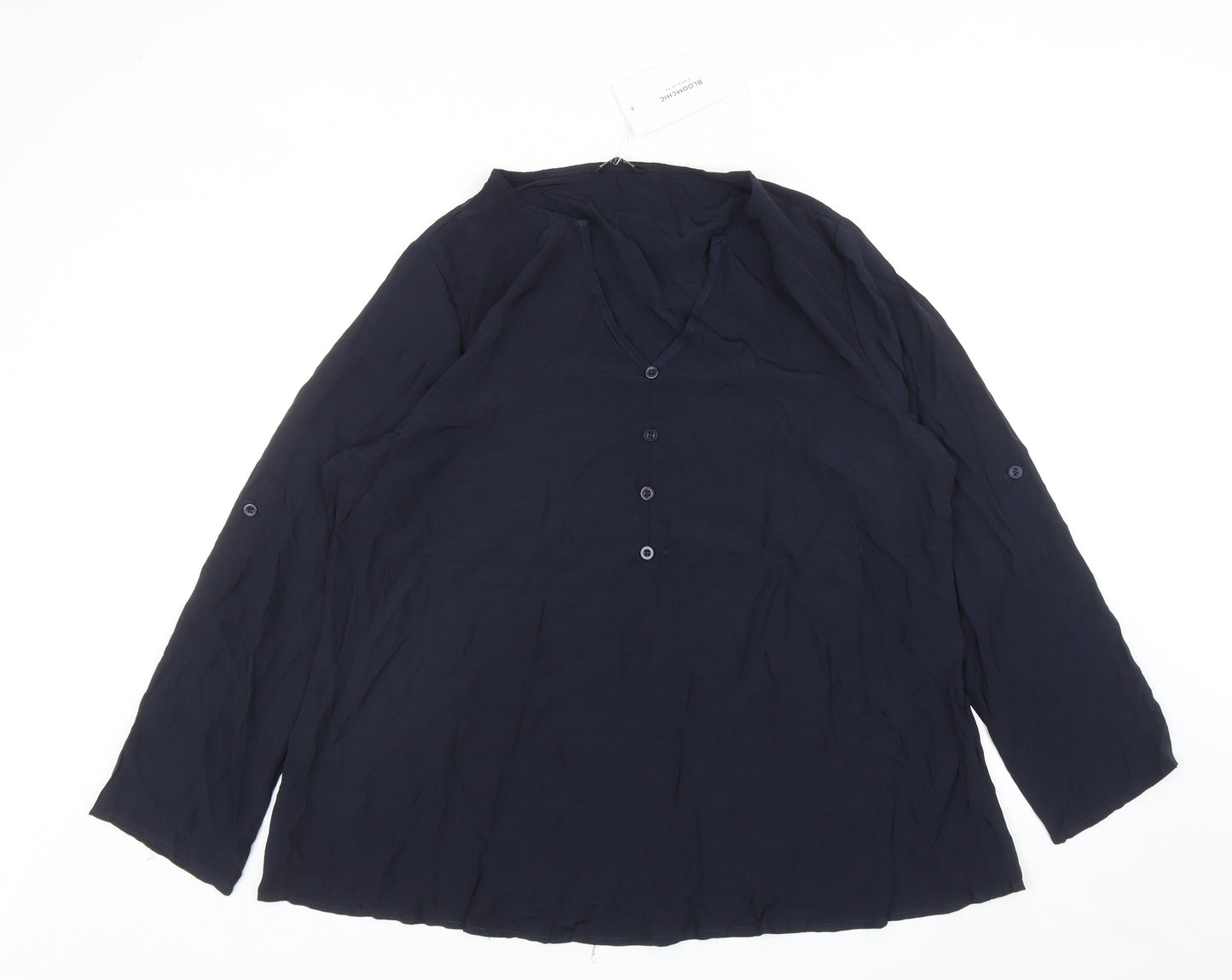 Bloomchic Womens Blue Polyester Basic Blouse Size 18 V-Neck