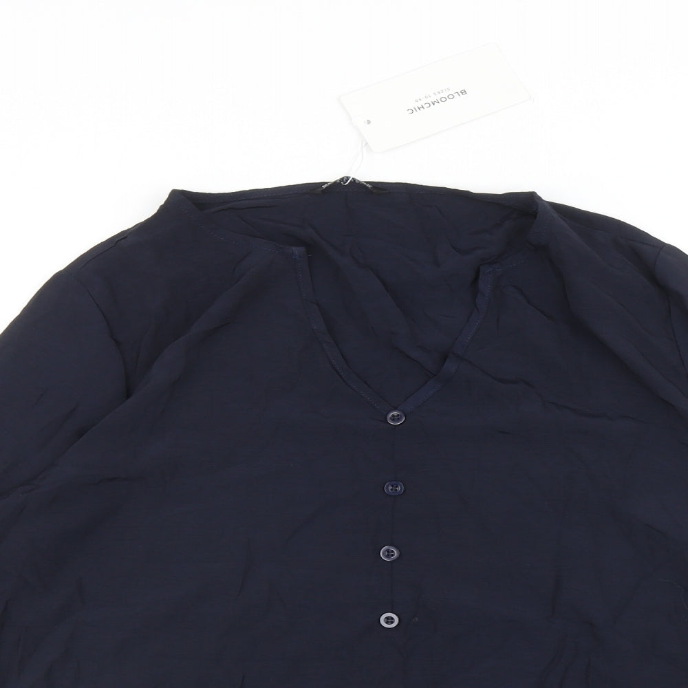 Bloomchic Womens Blue Polyester Basic Blouse Size 18 V-Neck