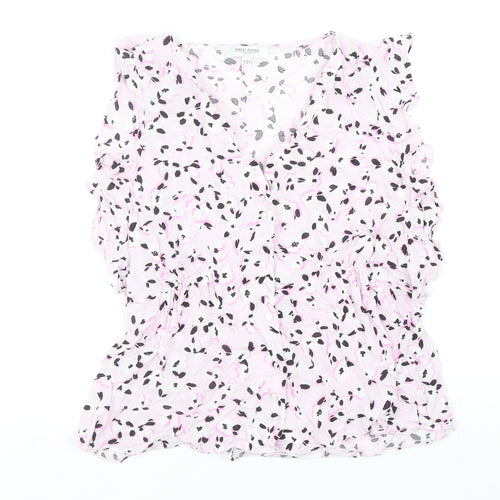 Great Plains Womens Purple Animal Print Viscose Basic Blouse Size 12 V-Neck