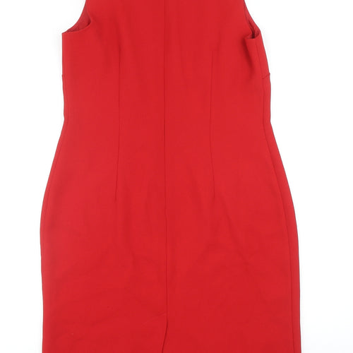The Collection Womens Red Polyester Pencil Dress Size 12 Boat Neck Zip