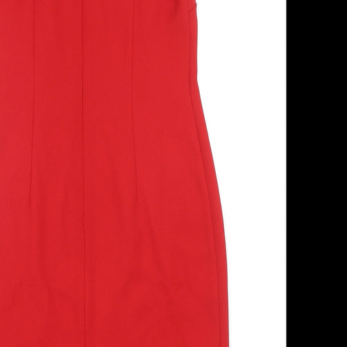 The Collection Womens Red Polyester Pencil Dress Size 12 Boat Neck Zip