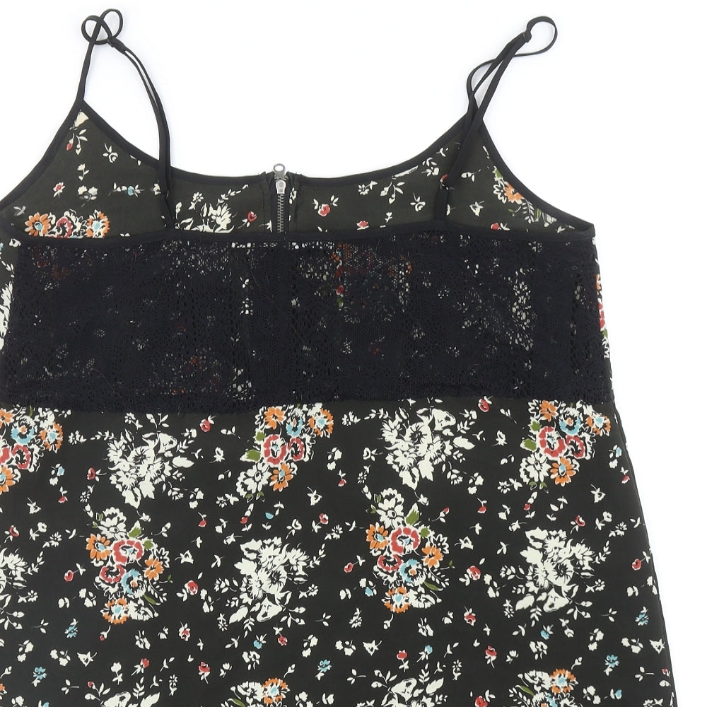 Kimchi Blue Womens Green Floral Polyester Camisole Tank Size L Scoop Neck - Lace Deatil