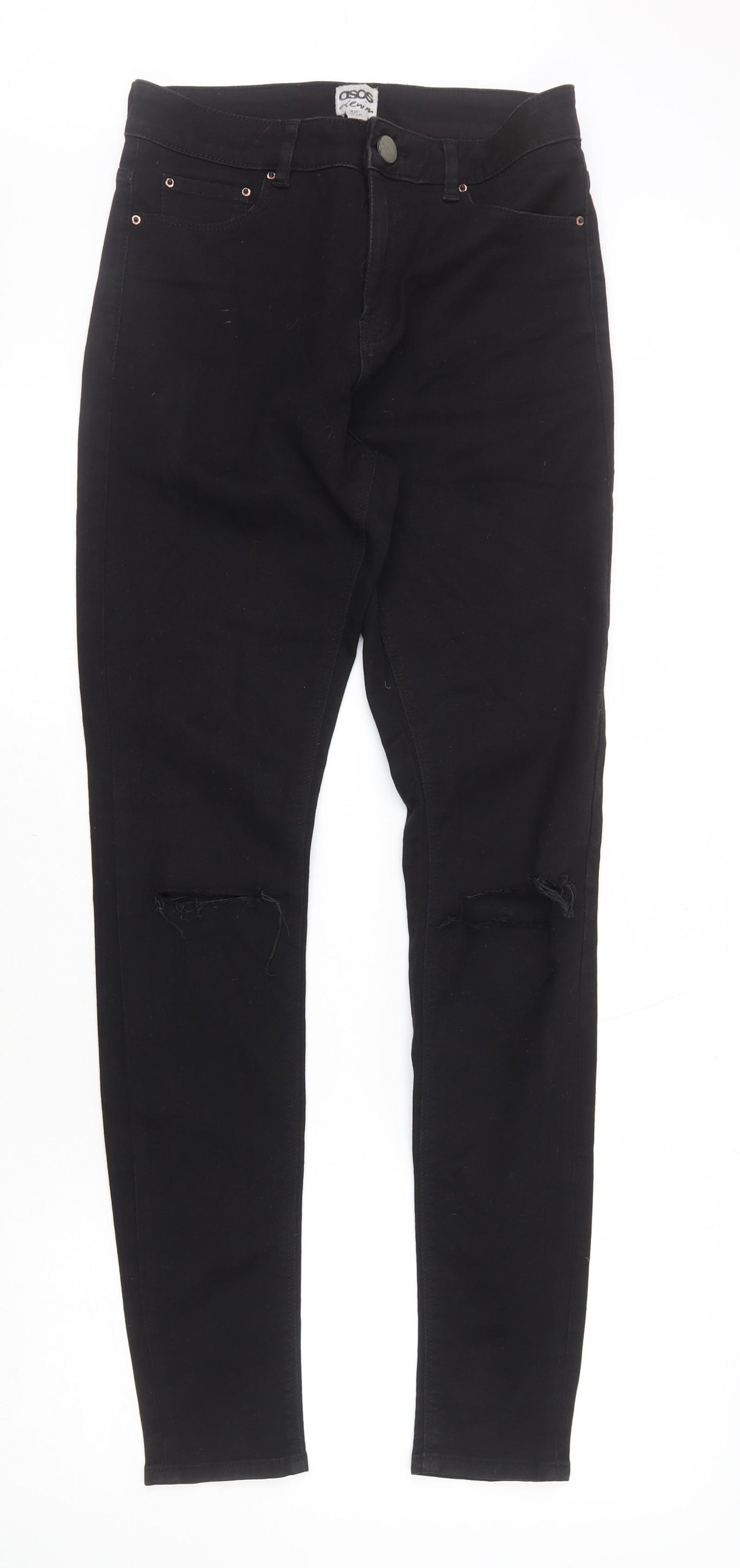 ASOS Womens Black Cotton Skinny Jeans Size 8 L31 in Regular Zip