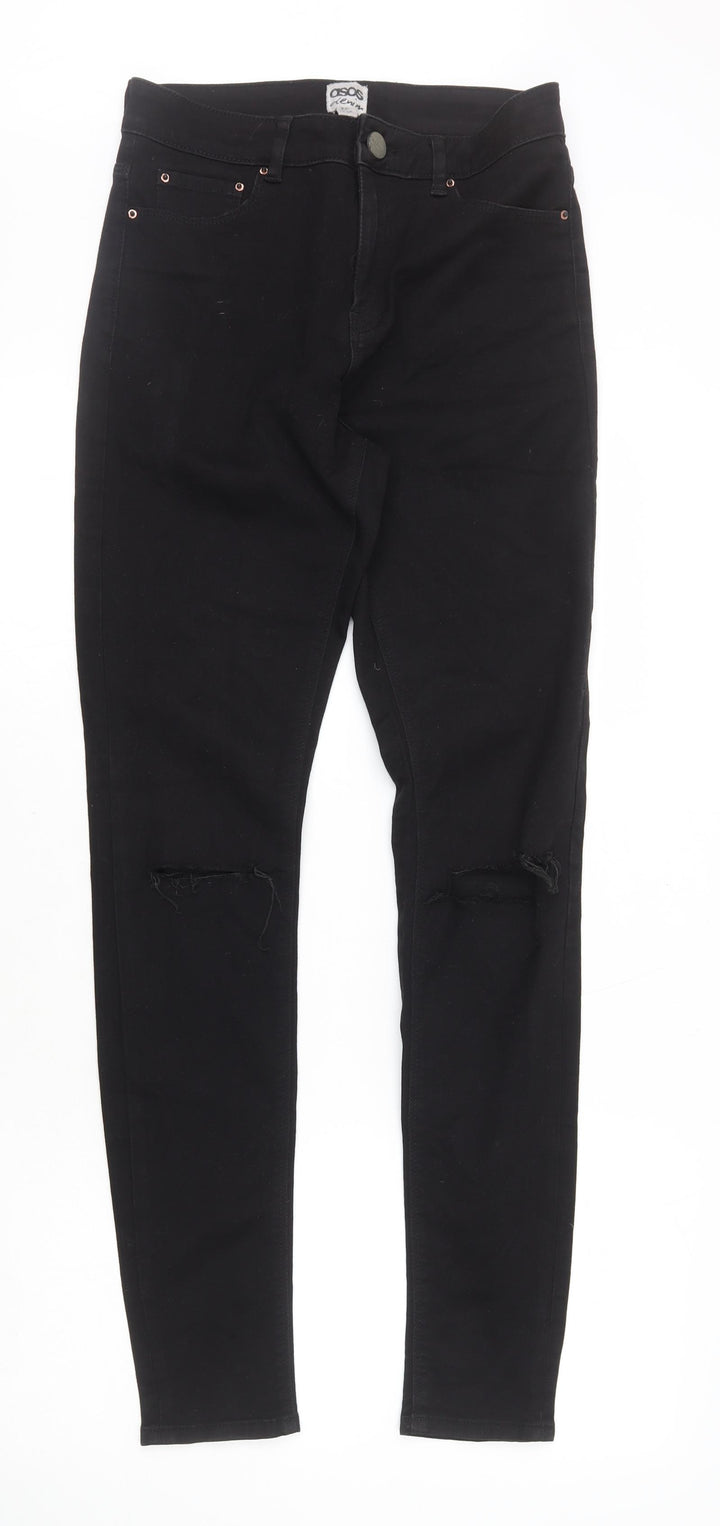 ASOS Womens Black Cotton Skinny Jeans Size 8 L31 in Regular Zip