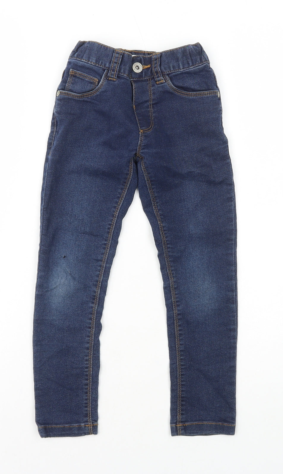 Blue Zoo Boys Blue Cotton Skinny Jeans Size 5 Years Regular Button