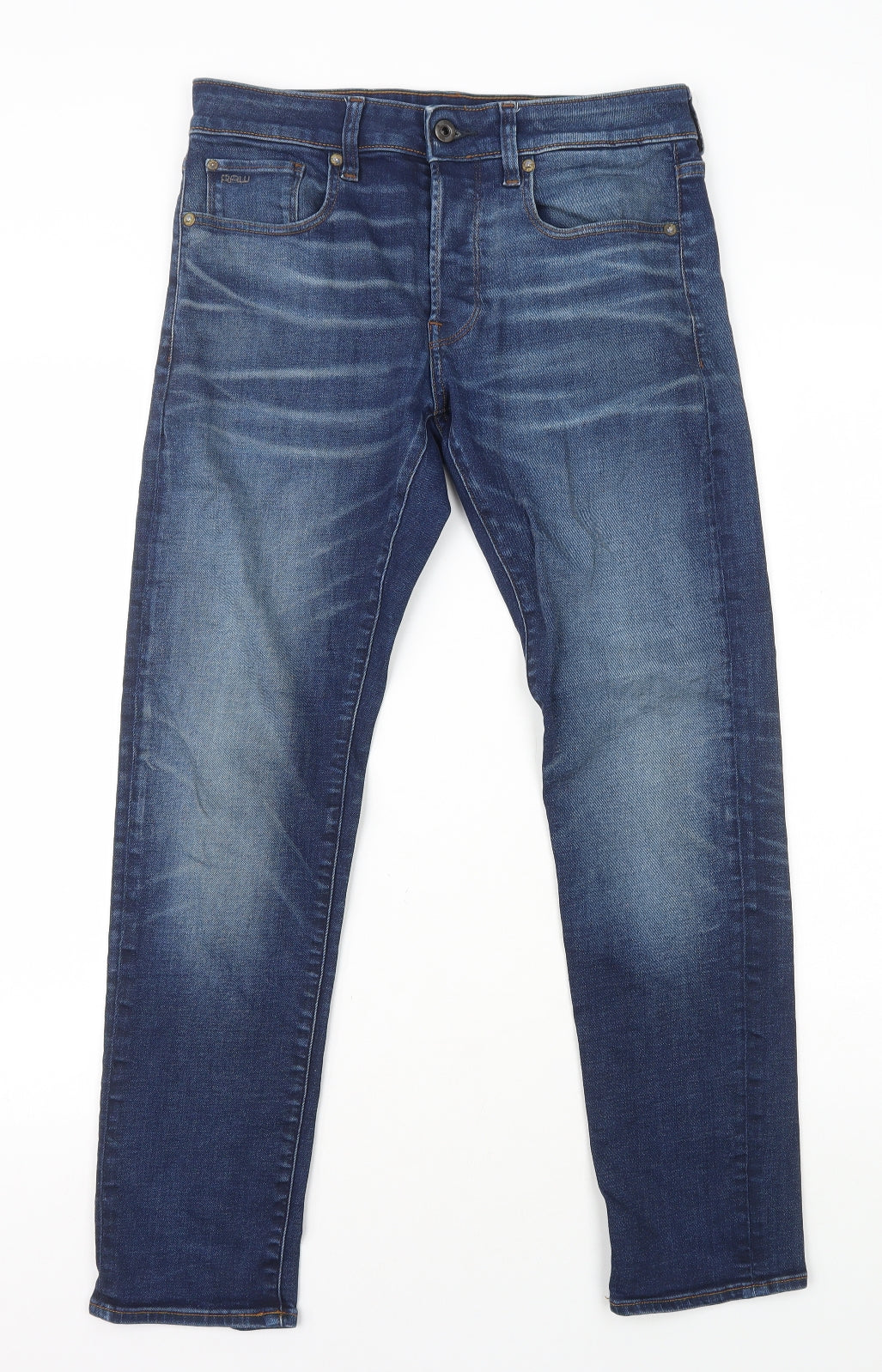 G-Star Mens Blue Cotton Straight Jeans Size M L28 in Regular Button