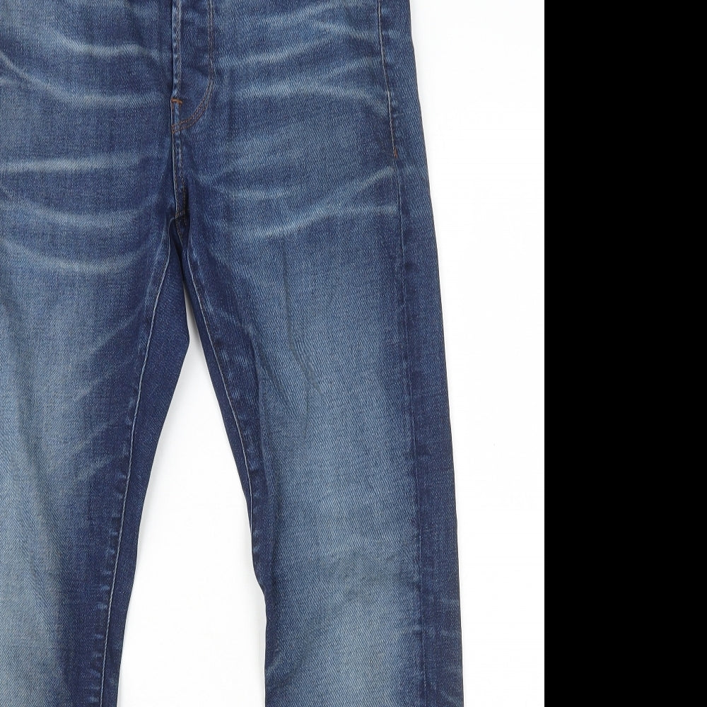 G-Star Mens Blue Cotton Straight Jeans Size M L28 in Regular Button