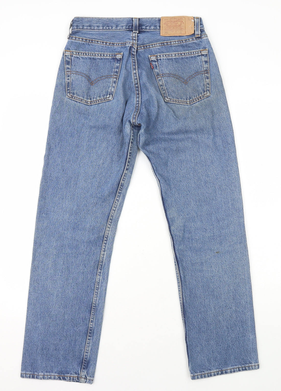 Levi's Mens Blue Cotton Straight Jeans Size S L28 in Regular Button