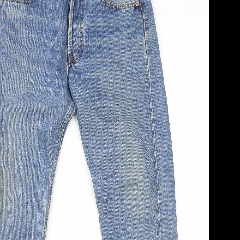 Levi's Mens Blue Cotton Straight Jeans Size S L28 in Regular Button