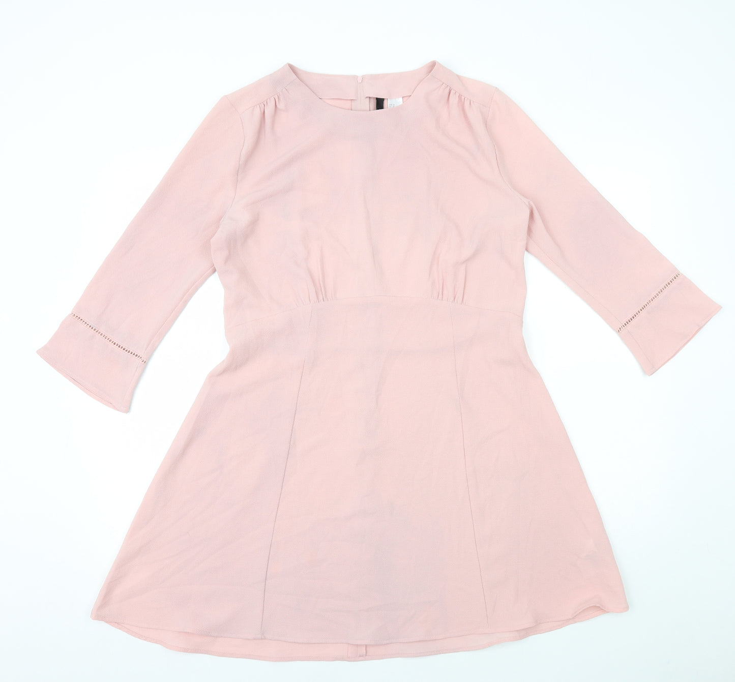 H&M Womens Pink Polyester A-Line Size 16 Round Neck Zip