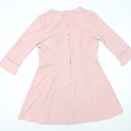 H&M Womens Pink Polyester A-Line Size 16 Round Neck Zip