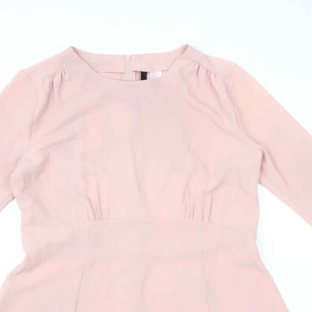 H&M Womens Pink Polyester A-Line Size 16 Round Neck Zip