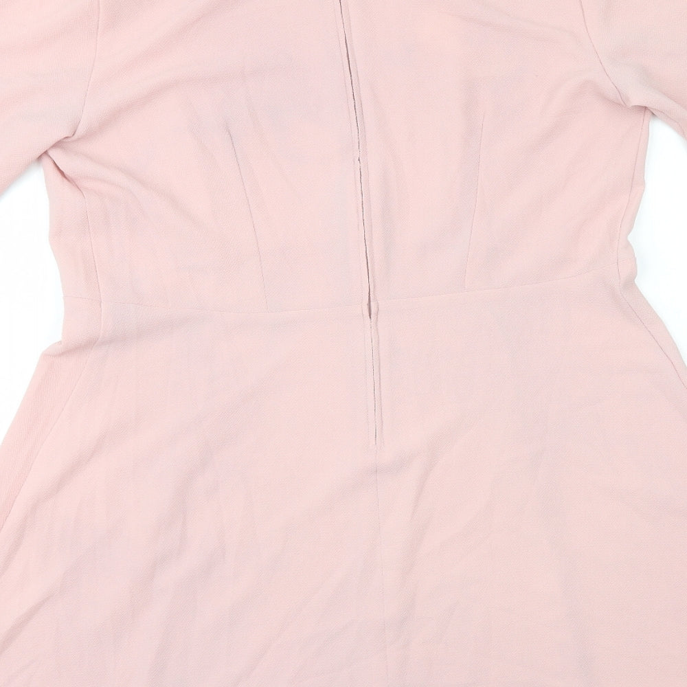 H&M Womens Pink Polyester A-Line Size 16 Round Neck Zip