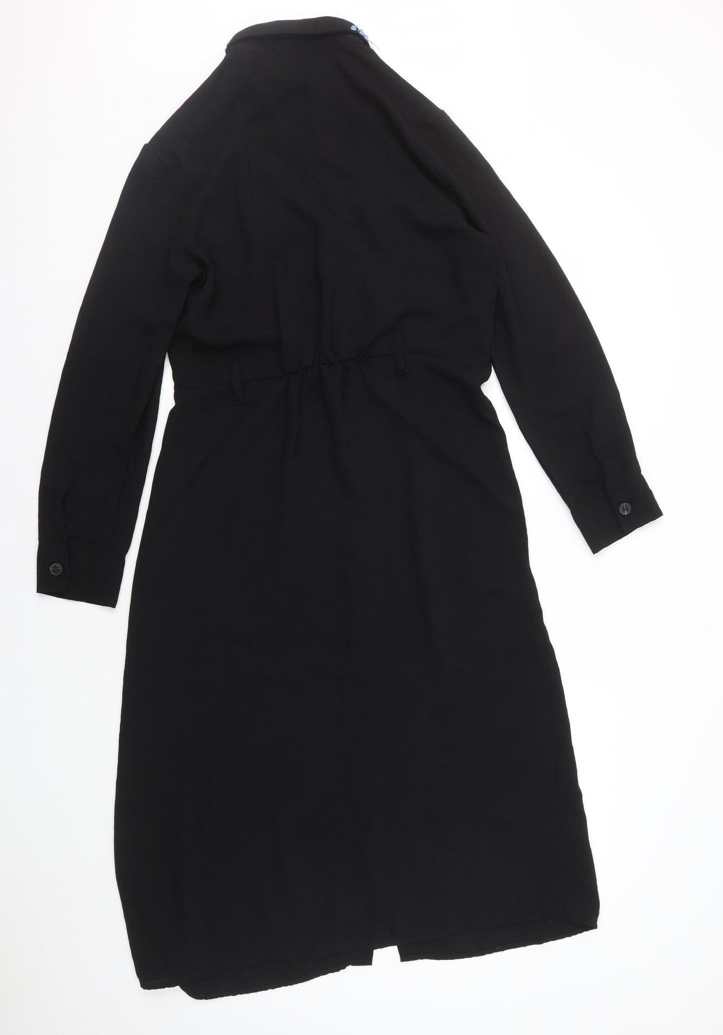 Primark Womens Black Viscose Shirt Dress Size 12 Collared Button