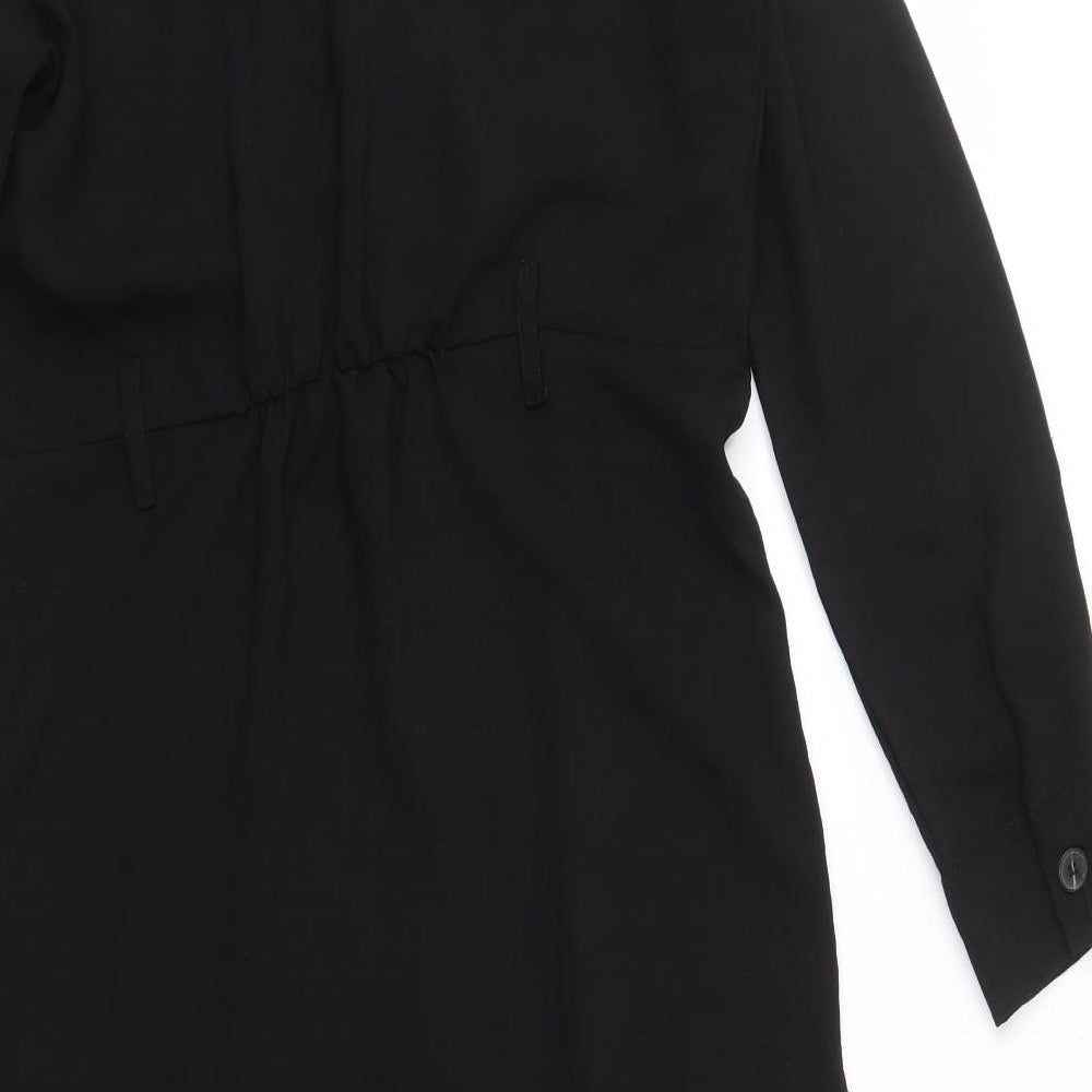 Primark Womens Black Viscose Shirt Dress Size 12 Collared Button