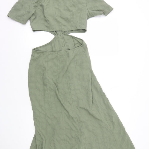 ASOS Womens Green Viscose Shirt Dress Size 10 Collared Button