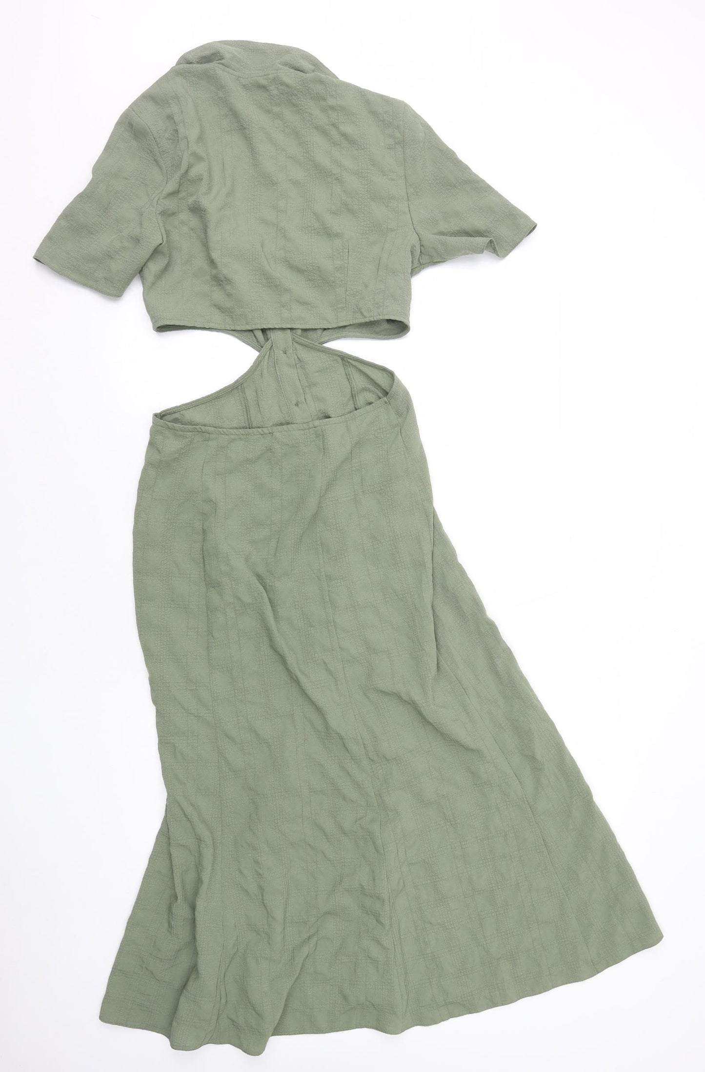 ASOS Womens Green Viscose Shirt Dress Size 10 Collared Button