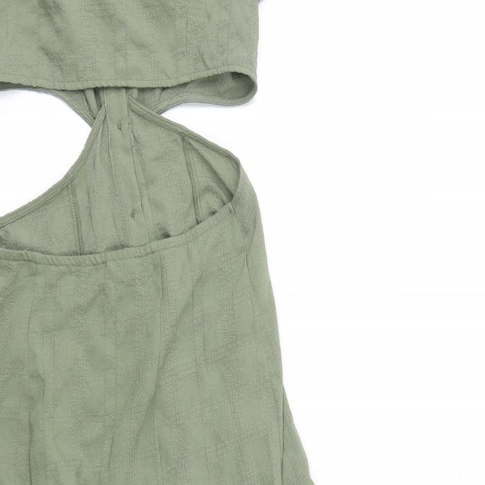 ASOS Womens Green Viscose Shirt Dress Size 10 Collared Button