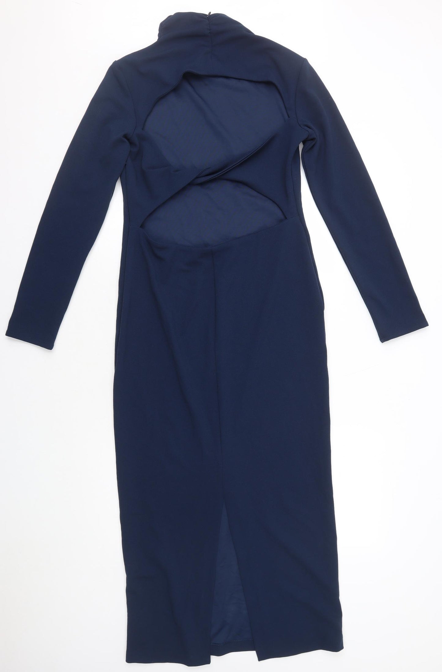 Zara Womens Blue Polyethylene Maxi Size L High Neck Zip