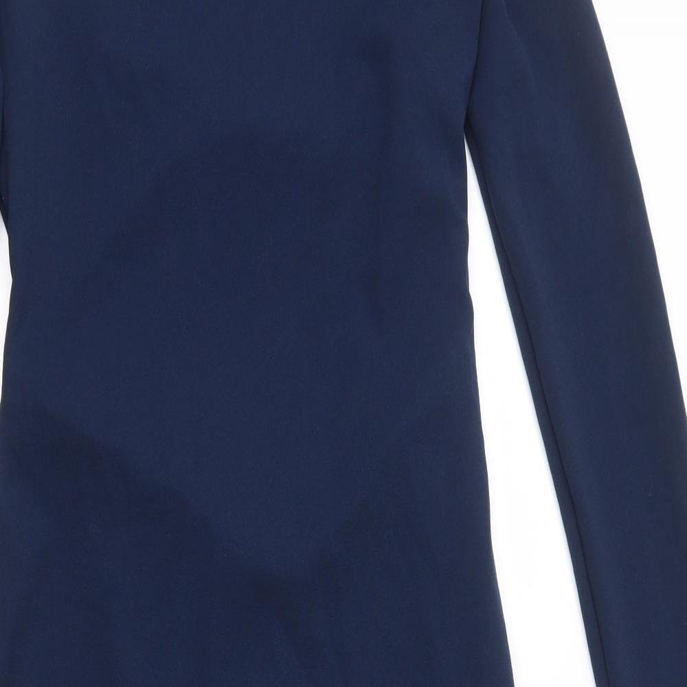 Zara Womens Blue Polyethylene Maxi Size L High Neck Zip